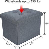 $28 Grey Ottoman Cube - 17in Foldable