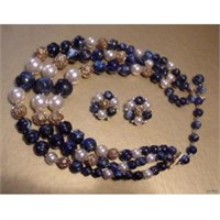 3 strand LISNER Necklace & Matching Earrings