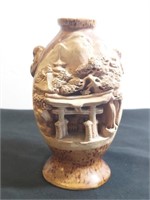 Banko Ware Vase In Ceramic With Temple And Pagoda