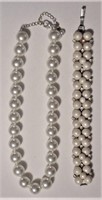 Choker Necklace & Faux Pearl Rhinestone Bracelet