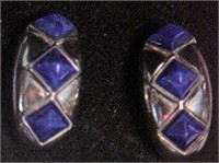 Sterling Silver Cobalt Blue Pierced Earrings NIB