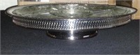 SILVER PLATE LAZY SUSAN FOOTED RELISH PLATE