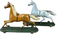 TWO EARLY GERMAN TINPLATE HORSES