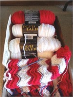 RED & WHITE YARD, CROCHET HOOK, OTHER