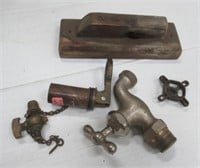 Antique wood level with marble, boat plug and gas