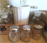 9 PC JARS, SHAKERS, APOTHECARY JAR, OTHER