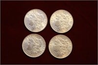 4 Morgan Silver Dollars 1887-1890 BU