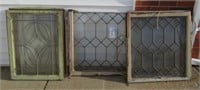 (6) Antique wood framed lead glass windows, 31" x