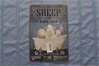Retro Tin Sign "Sheep & Co. Bath Soap"