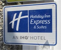 24" x 18" Holiday Inn Express metal road sign.