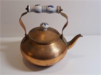 Copper Plated Teapot Ceramic Blue Glaze Handles