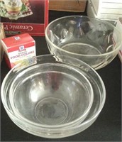3 PC GLASS BOWLS, FOOD COLORING