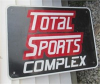 24" x 18" Total sports complex metal road sign.