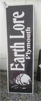 52.25" x 16"Earth Lore Plymouth metal sign.