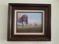 INDIAN WARRIOR PAINTING, SIGNED