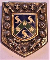 Vtg Enamel Raven Coat of Arms Brooch Pin