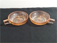 2pc Queen Mary Peach Rose Glass Berry Bowls