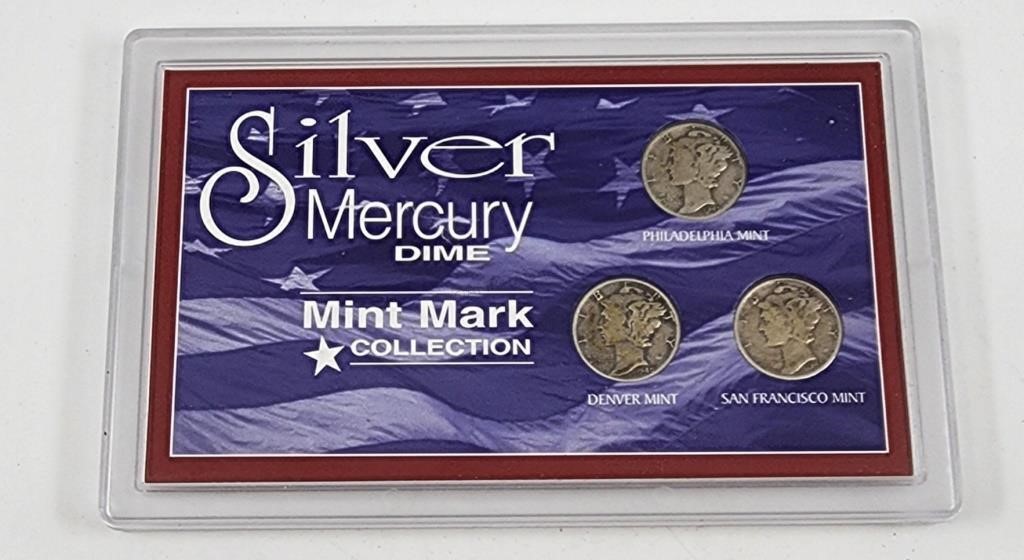 1940-D 1943-S 1945-P Mercury Dime Mint Mark Set