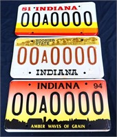 Lot of 3 vintage Indiana license plates