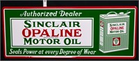 Metal embossed 23.5x9.4 Sinclair Opaline Oil sign