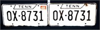 2 vintage TN license plates, 1 of 7 consecutive pr