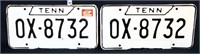 2 vintage TN license plates, 2 of 7 consecutive pr