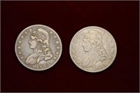 2pc 1833, 1834 Capped Bust Liberty Half Dollars