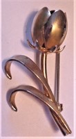 Vtg Goldtone Metal Budding Flower Pin Brooch