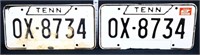 2 vintage TN license plates, 4 of 7 consecutive pr
