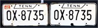 2 vintage TN license plates, 5 of 7 consecutive pr