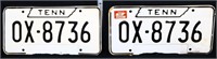 2 vintage TN license plates, 6 of 7 consecutive pr