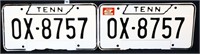 2 vintage TN license plates, 1 of 5 consecutive pr