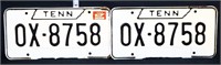 2 vintage TN license plates, 2 of 5 consecutive pr