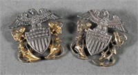 (2) WWII US NAVY STERLING OFFICERS PINS
