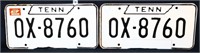 2 vintage TN license plates, 4 of 5 consecutive pr
