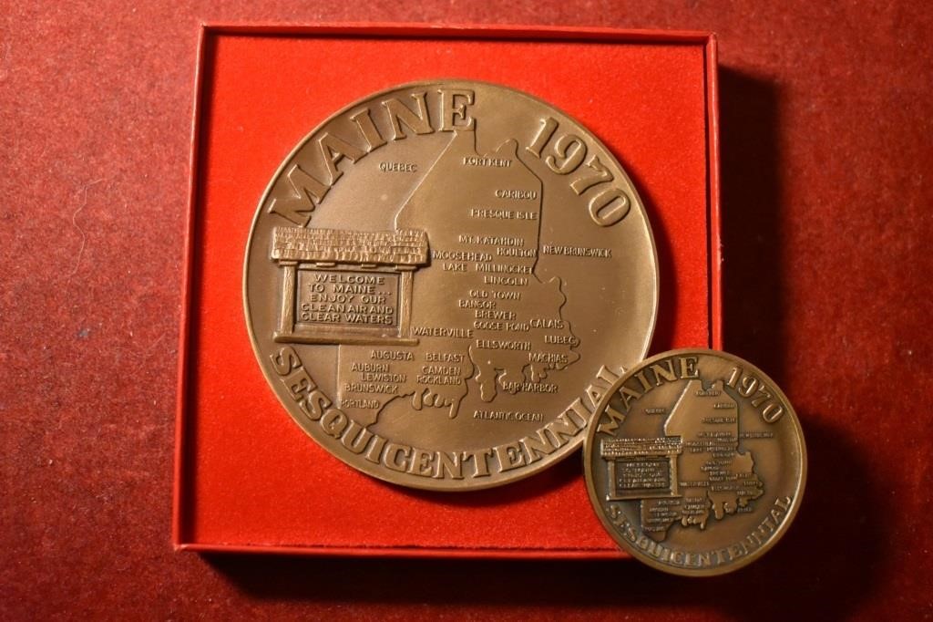 (2pcs.) 2&1/2” 1970 Sesquicentennial bronze medal.