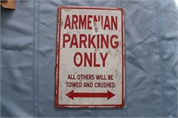 Retro Tin Sign "Armenian Parking Only"