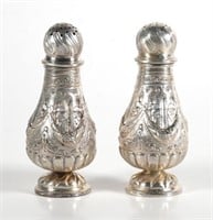 800 SILVER REPOUSSE SALT & PEPPER SHAKERS