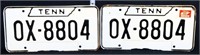 2 vintage TN license plates, 1 of 3 consecutive pr