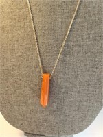 Cut Stone Pendant Necklace 17"