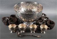 SHEFFIELD PLATE PUNCH BOWL & CUPS