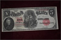 $5.00 1907 Legal Tender, Speelman/White. (Fr. 91).