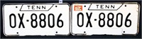 2 vintage TN license plates, 3 of 3 consecutive pr