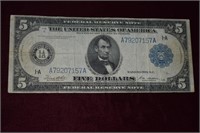 $5.00 1914 Federal Reserve Note. (Fr.832A).
