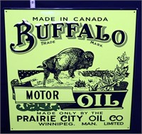 Metal embossed 17.5x17.5 Buffalo Motor Oil sign
