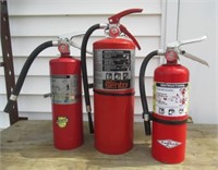 (1) 17 Lbs. and (2) 10 Lbs. Fire extinguishers