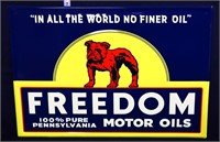 Metal embossed 20x14 Freedom Motor Oil sign
