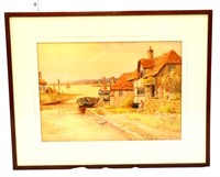 Vntg signed, framed H English outdoor watercolor