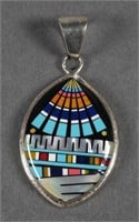 INLAID STERLING SILVER MODERN PENDANT
