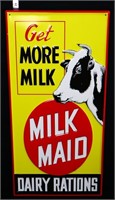 Metal embossed 23.5x11.5 Milk Maid Rations sign
